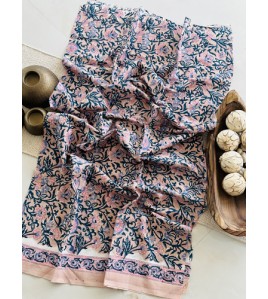 Handblock Mauve Floral Kota Doriya Cotton Suits