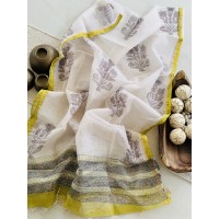 Handblock Lime Green Floral Ko...