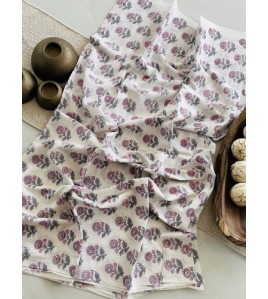 Handblock Lime Green Floral Kota Doriya Cotton Suits