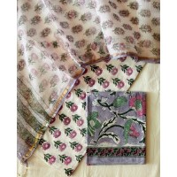 Handblock Blueberry Floral Kot...