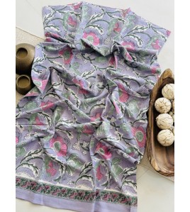 Handblock Blueberry Floral Kota Doriya Cotton Suits