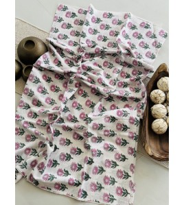 Handblock Blueberry Floral Kota Doriya Cotton Suits