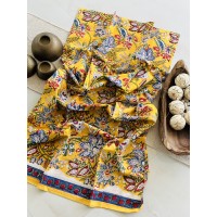 Handblock Yellow Floral Kota D...