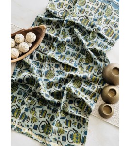 Ajrakh Blue Chai Chanderi Suits