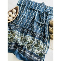 Ajrakh Blue Chai Chanderi Suit...