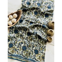 Ajrakh Blue Floral Chanderi Su...