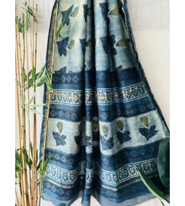 Vanaspathi Ajrakh Blue Flower