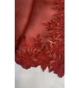 Red Florance Silk Organza - Exquisite Saree