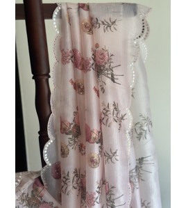 Peach Crush Chiffon Mirror Work - Exquisite Saree