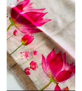 Pink Lotus Pure Silk Linen Sarees