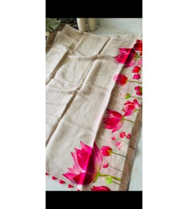 Pink Lotus Pure Silk Linen Sarees