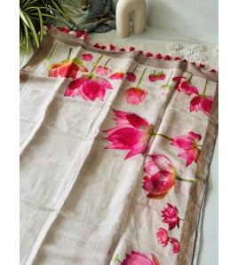 Pink Lotus Pure Silk Linen Sarees