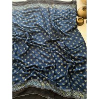 Ajrakh Blue Floral Butta Premi...