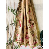 Mustard Green Pure Linen Saree...