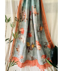 Candy Orange Pure Linen Saree