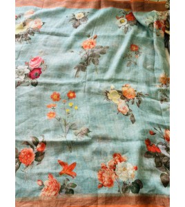 Candy Orange Pure Linen Saree