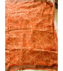 Candy Orange Pure Linen Saree