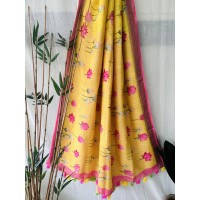 Yellow Tulip Pure Linen Saree...