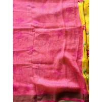 Yellow Tulip Pure Linen Saree...