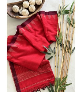 Pure Bengal Red Cotton - Exquisite Saree