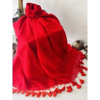 Red Chumki - Mul Cotton Saree...