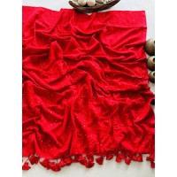 Red Chumki - Mul Cotton Saree...