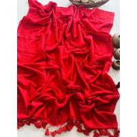 Red Chumki - Mul Cotton Saree...