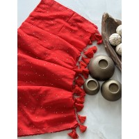 Red Chumki - Mul Cotton Saree...