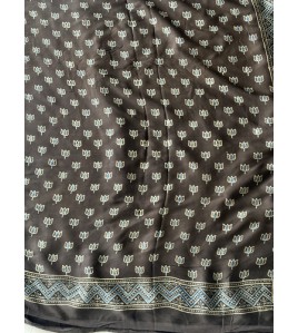 Ajrakh elephant Grey Butta Premium - Modal Silk Saree