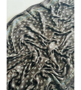 Ajrakh elephant Grey Butta Premium - Modal Silk Saree