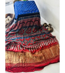 Pure Bandhini Blue - Modal Silk Saree