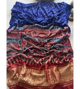 Pure Bandhini Blue - Modal Silk Saree