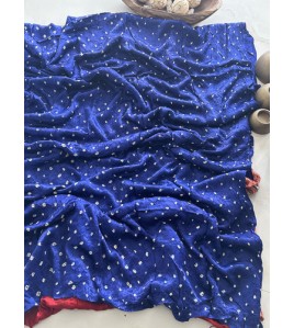 Pure Bandhini Blue - Modal Silk Saree