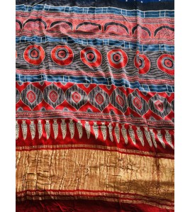 Pure Bandhini Blue - Modal Silk Saree