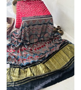 Pure Bandhini Wine Red - Modal Silk Saree