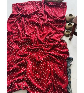 Pure Bandhini Wine Red - Modal Silk Saree