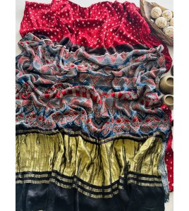 Pure Bandhini Wine Red - Modal Silk Saree