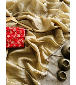 Gold Crushed Tissue Silk Saree