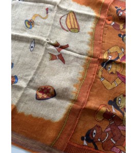 Drums Pure Linen Saree