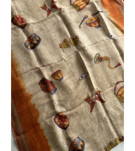 Drums Pure Linen Saree