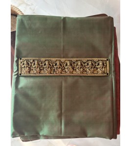 Handloom Pure kathan Plain Green Dual Shade - Exquisite Saree