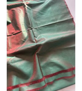 Handloom Pure kathan Plain Green Dual Shade - Exquisite Saree