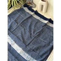 Indigo Blue - Mul Cotton Saree...