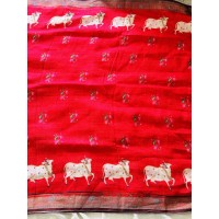 Kalamkari Kamadenu Red Pure Li...