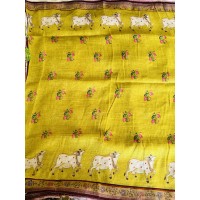 Kalamkari Kamadenu Lemon Green...