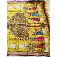 Kalamkari Kamadenu Lemon Green...
