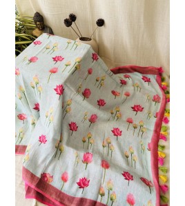 Tulip Pure Linen Saree
