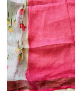 Tulip Pure Linen Saree