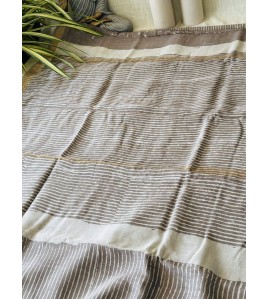 Mud Grey Zari - Silk Cotton Saree