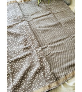 Mud Grey Zari - Silk Cotton Saree